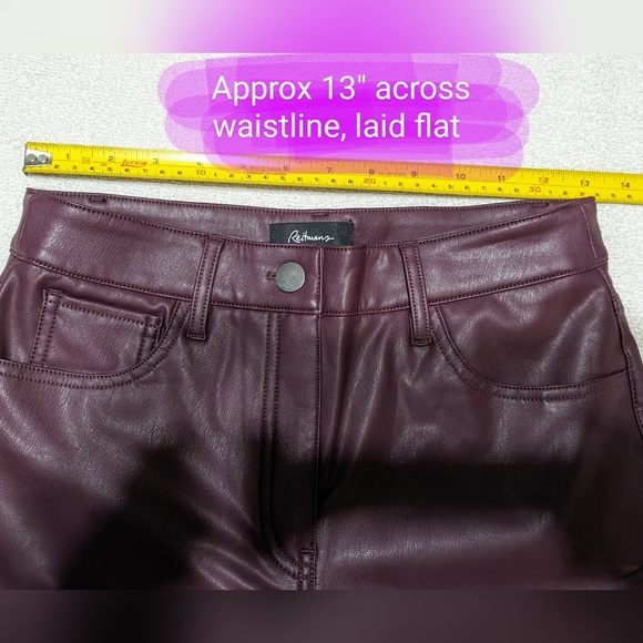 Reitmans size 4 BNWT wine coloured, clossic pleather style pants - Picture 5 of 16